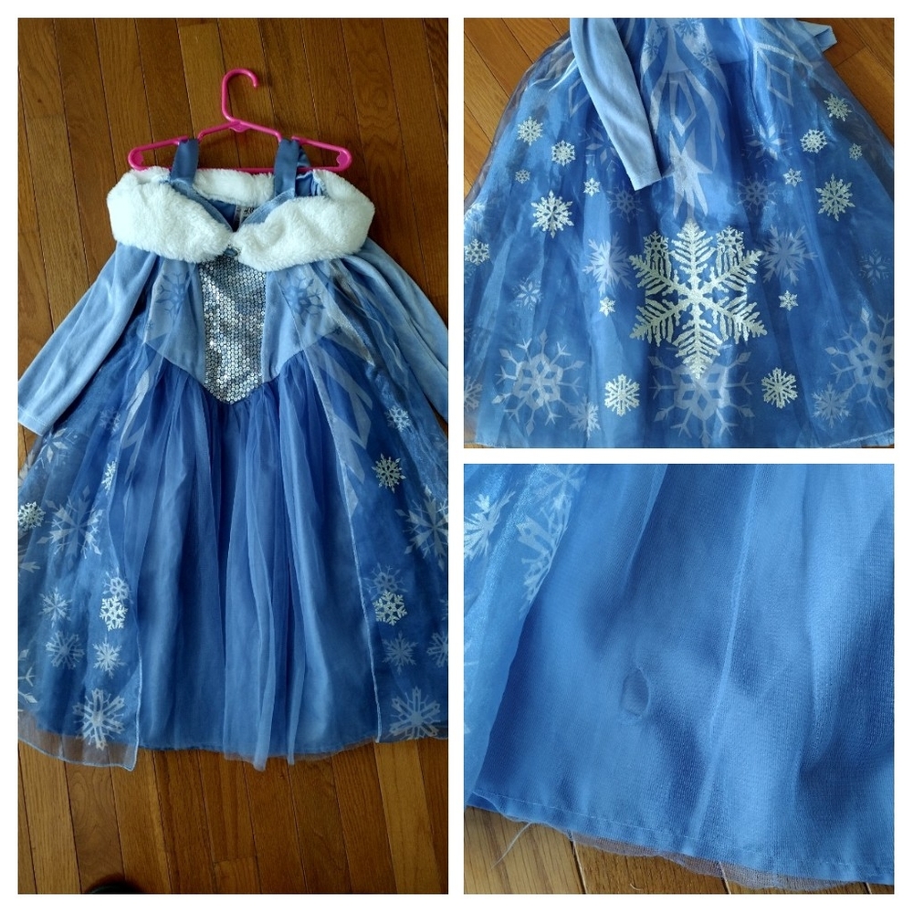 Disney Elsa Halloween costume 6-7 122cm blue snow flake dress